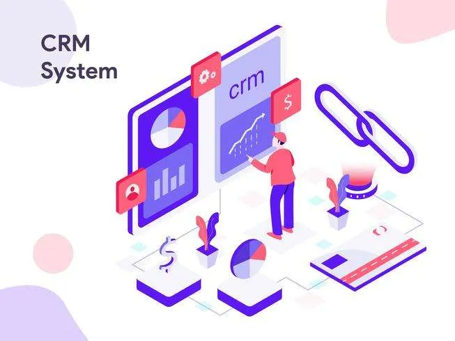 crm system isometric illustration modern flat design style for website and mobile website vector illustration
